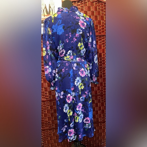 Jessica Howard NWT Blue and Pink Long Sleeve V-Neck Sundress Size 18W - Picture 6 of 10